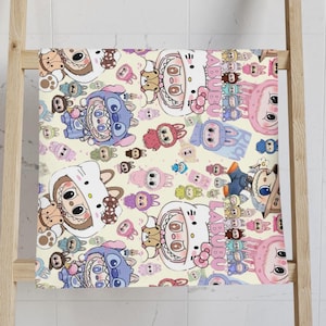 Labubu Hand Towel, Labubu Kitchen Towel, Gift for Kids, Labubu Decor, Lafufu Home Accessory, Zimomo Decor, Zimomo Print, 16x28, Labubu Towel