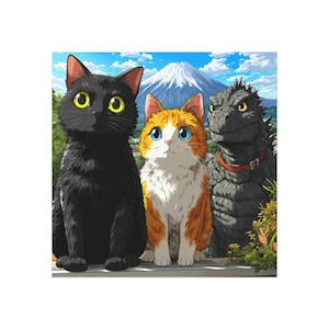 Cat & Monster Magnet - Cute Anime Style, Fridge Decor, Gift for Cat Lovers, Home Decor, Fun Kitchen Accessory
