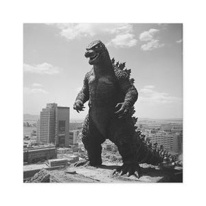 Godzilla  Stickers, Monster Sticker, Retro Print, Godzilla Fans, Vintage Sticker, Japanese Style Art, Black and White Sticker, Tokio Art