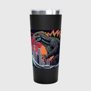 Godzilla Tumbler, Godzilla Drinkware, Gift for Godzilla Lovers, Godzilla Print Container, Japanese Movie Merch, Godzilla Print, Monster Cup,