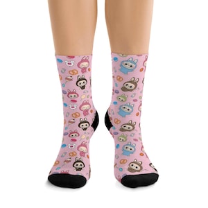 Labubu Socks, Labubu Print, Zimomo Poly Socks, Labubu Gift, Labubu Cloth, Lafufu Design, Cartoon Socks, Labubu Design