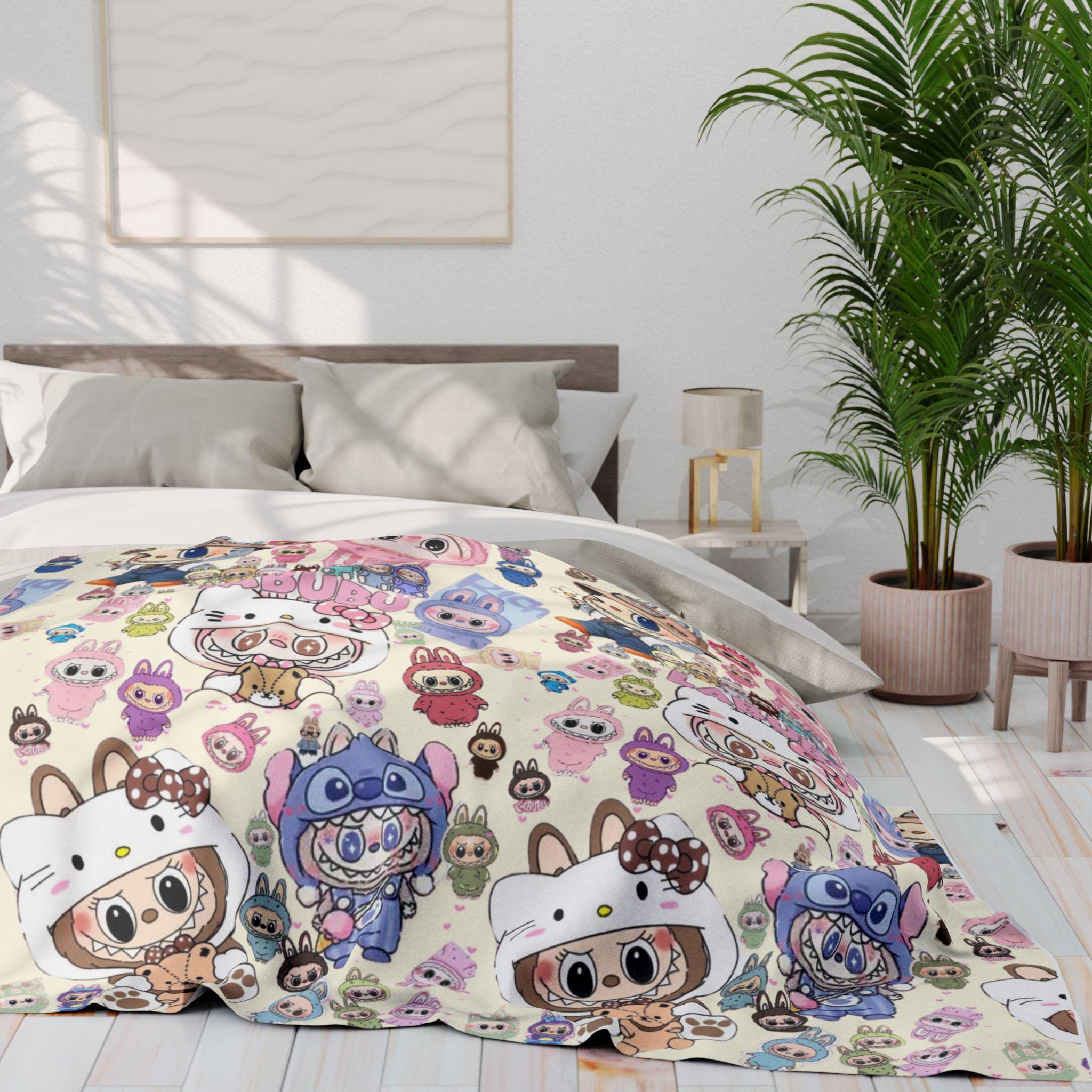 Labubu Fleece Blanket, Labubu Gift, Anime for Kids, Anime blanket, Labubu Plush Blanket, Cartoon Decor, Labubu Accessory, Lafufu, Kawaii