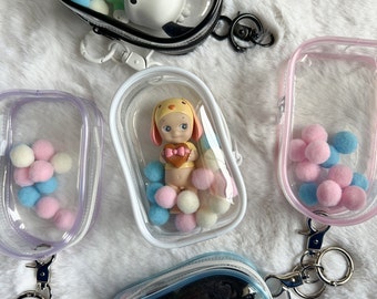 mini clear bag keychain | clear pouch display keychain