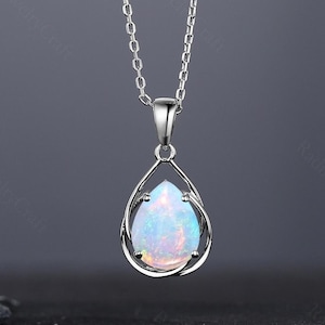 Pear Opal Sterling Silver Necklace: Custom Family Pendant
