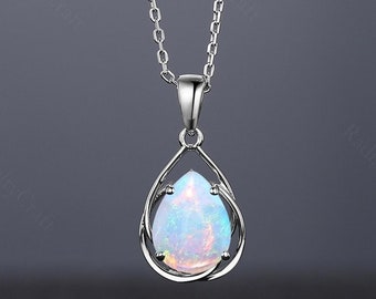 Pear Opal Sterling Silver Necklace: Custom Family Pendant