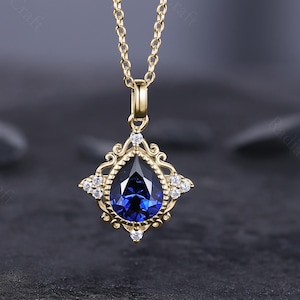 Dainty Layering Blue Sapphire Gold Necklace, September Birthstone Necklace for Women, Blue Gemstone Jewelry Birthday or Anniversary Gift