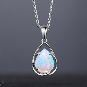 Pear Opal Sterling Silver Necklace: Custom Family Pendant