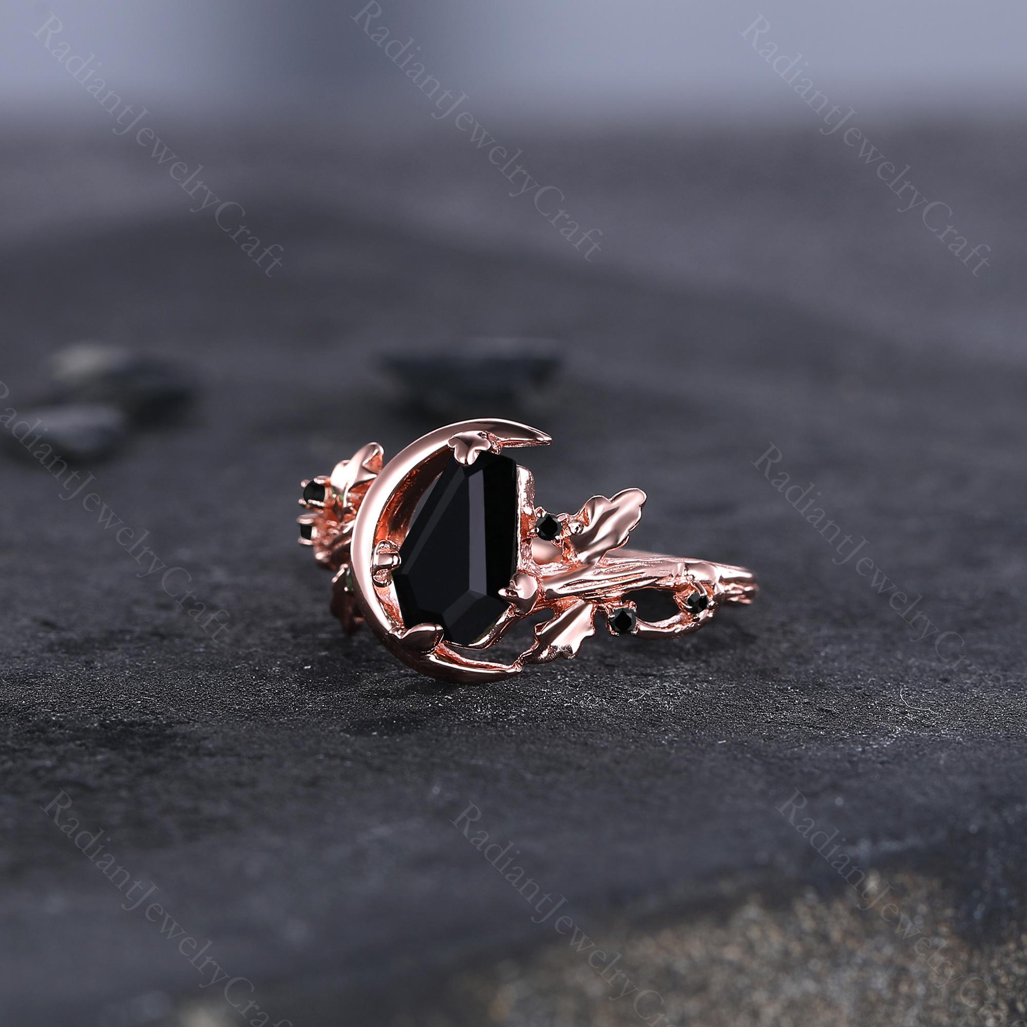Black Onyx Ring Set, His and Hers Couples Wedding Band, Men Black Onyx Ring Set, His and Hers Couples Wedding Band, Men