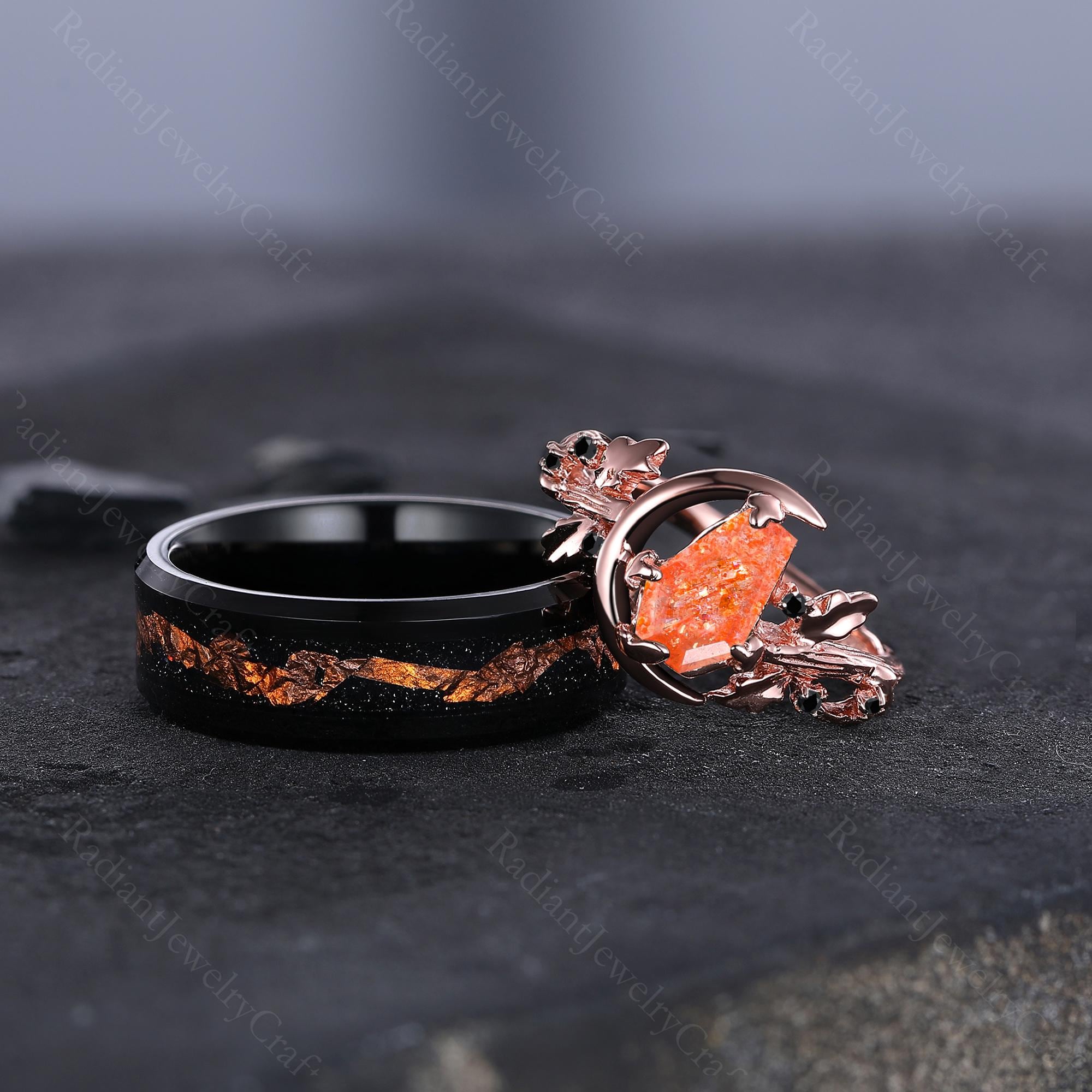 ★AND SUNS★指輪★リング★17号★GOLD★アンドサンズ★箱付き Vintage Sunstone Couples Ring Set, His and Hers Wedding Ring Rose