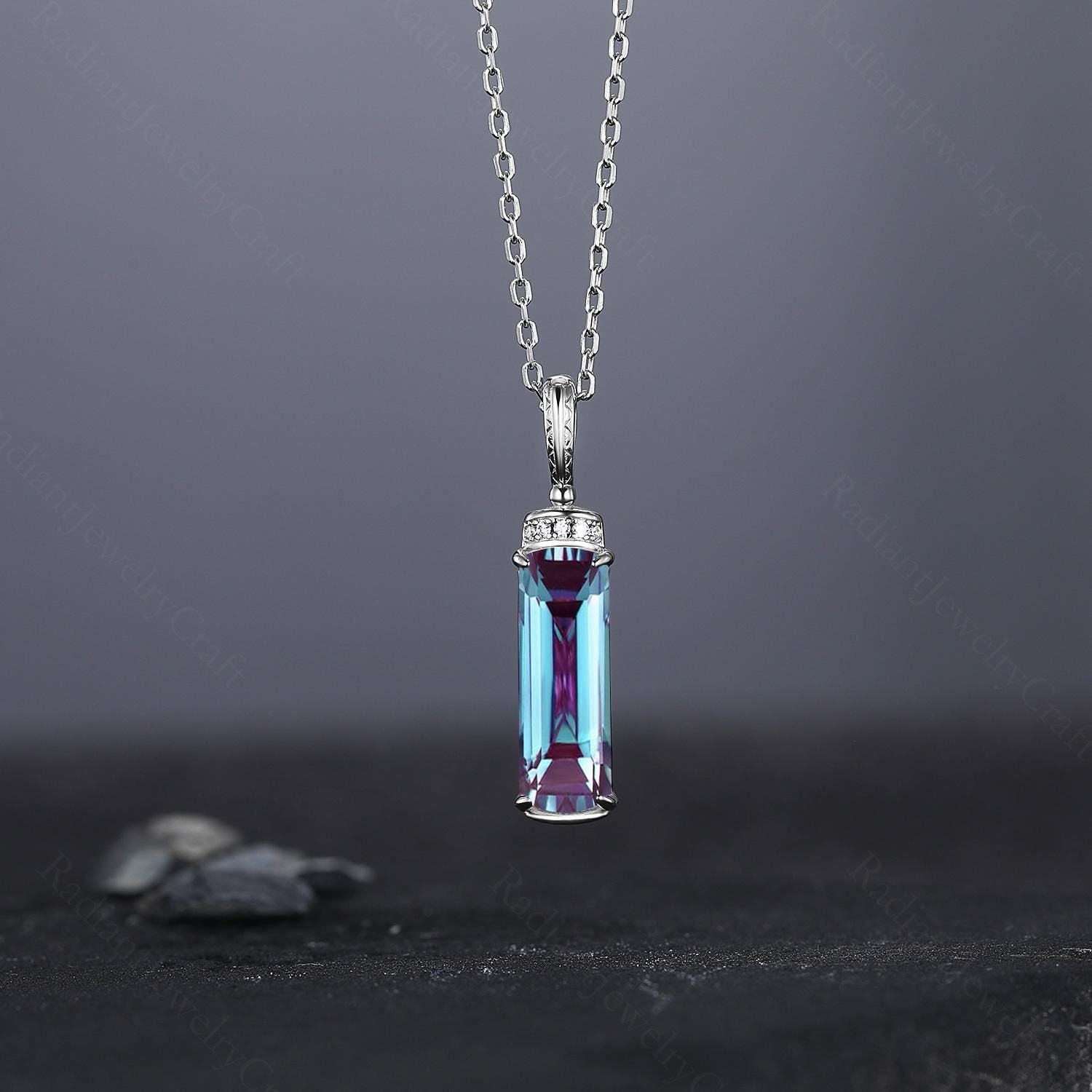 Dainty Alexandrite Pendant Necklace: 14K Gold Gemstone Jewelry