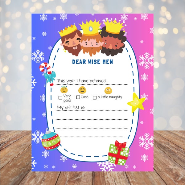 The three wise men, Letter to the three wise men, Wishes for the three wise men, Gifts of the three wise men, Digital letter of the kings