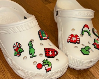Christmas 10 pc Crocs Charms Accessories, Gift, Holiday present, Gifts for her, Gifts for him, Grinch, Birthday gift, Custom, Shoe Accessory