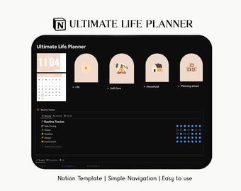 Ultimate Life Planner Notion Template | Digital Notion Life Dashboard for Goal Setting, Daily Routine, Productivity, and Wellness