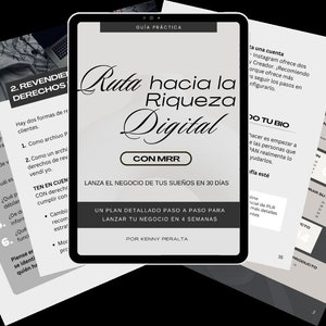 Ruta hacia la riqueza digital, ebook de marketing digital con derechos de reventa MMR, PLR editable en Canva, Ingresos Pasivos recurrentes