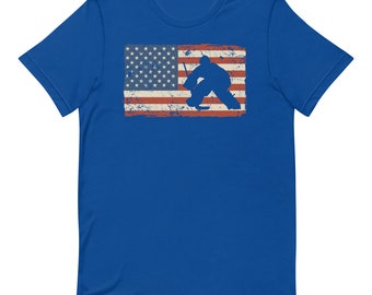 Camiseta de portero de hockey con bandera americana del 4 de julio