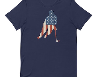 American Flag Hockey Player 4th of July T-Shirt