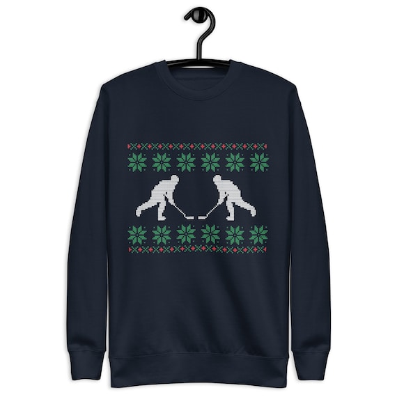 Cozy Hockey Holiday Ugly Sweater Festive Ice Hockey Christmas Sweatshirt Etsy UK