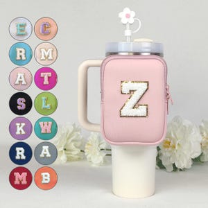 Personalisierte Becher Beutel Benutzerdefinierte Wasserflasche Beutel Anfangsbuchstabe Patch Tasse Zubehör Bauchtasche 30 Unzen 40 Unzen Individuelle Tumble Rucksack