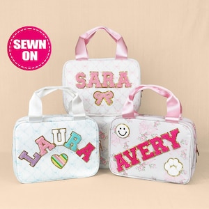 Personalized Lunch Bag Customizable Lunch Box Bag Nylon Chenille Patches Kid Lunch Bag Back to school Custom Pattern Insulated Cooler Bento