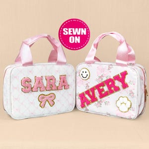 Personalized Lunch Bag Customizable Lunch Box Bag Nylon Chenille Patches Kid Lunch Bag Back to school Custom Pattern Insulated Cooler Bento