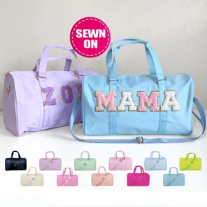 Genäht Patches Duffle Bag Personalisierte Nylon Duffle Bag Custom Duffle Bag Spielraum Wochenende Übernachtung Schlaftasche Sporttasche Chenille Letter Patch