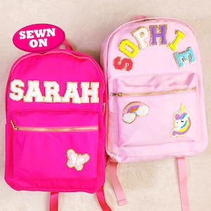 Sac à dos personnalisé Sac à dos personnalisable Patchs en chenille en nylon Sac d'école pour enfant Patch lettre personnalisé pour la rentrée des classes