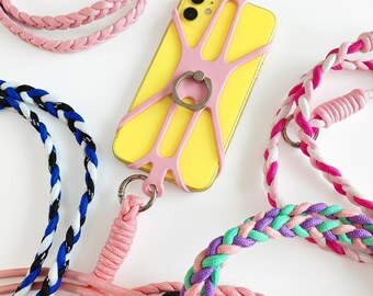 Universal Handy Halter Geflochten Silikon Gemeinsame Telefon Fall Fingerring Bunte Strap-Ansatz Lanyard Sling Halskette Cord Handy Ständer