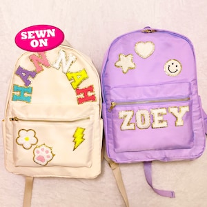 Mochila personalizada Mochila personalizable Parches de chenilla de nailon Mochila escolar para niños Mochila de regreso a clases Mochila personalizable con parche de letras personalizado