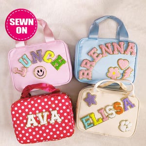 Personalized Lunch Bag Customizable Lunch Box Bag Nylon Chenille Patches Kid Lunch Bag Back to school Custom Patch Insulated Cooler Bento