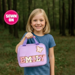 Personalized Lunch Bag Customizable Lunch Box Bag Nylon Chenille Patches Kid Lunch Bag Back to school Custom Patch Insulated Cooler Bento