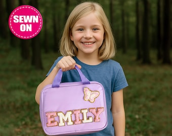 Gepersonaliseerde lunchtas Aanpasbare lunchboxtas Nylon chenillepatches Lunchtas voor kinderen Terug naar school Aangepaste patch Geïsoleerde koeler Bento