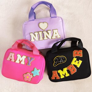 Gepersonaliseerde lunchtas Aanpasbare lunchboxtas Nylon chenillepatches Lunchtas voor kinderen Terug naar school Aangepaste patch Geïsoleerde koeler Bento