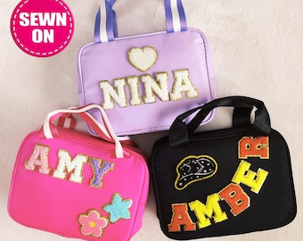 Gepersonaliseerde lunchtas Aanpasbare lunchboxtas Nylon chenillepatches Lunchtas voor kinderen Terug naar school Aangepaste patch Geïsoleerde koeler Bento