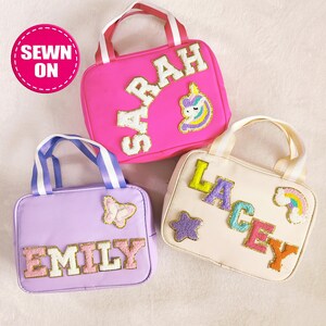 Personalized Lunch Bag Customizable Lunch Box Bag Nylon Chenille Patches Kid Lunch Bag with Name Back to school Custom Patch Insulated Bento