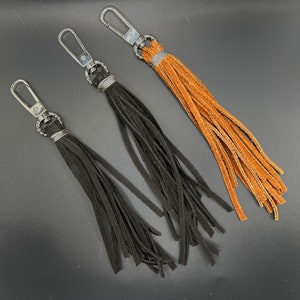 Leather tassel keychain