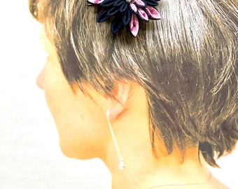 Japanese Kanzashi Tsumamizaiku Alligator Denim Hair Clip