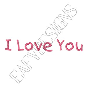 May include: Embroidered pink lettering that reads "I Love You".
