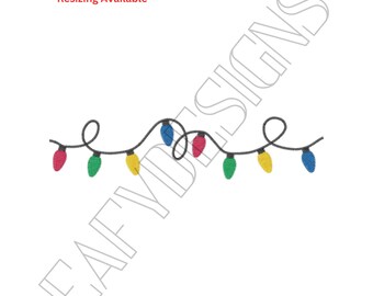 Christmas Lights Embroidery File, Christmas embroidery design, instant download
