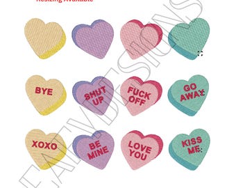Candy Heart Embroidery File, digital download, instant