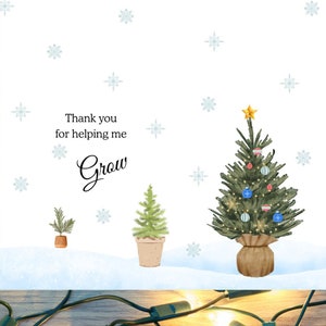 Printable Holiday Card for Teacher: Thank You for Helping Me Grow Christmas Tree Card