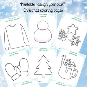 Printable Christmas Coloring Pages for Kids: Design Your Own - Etsy