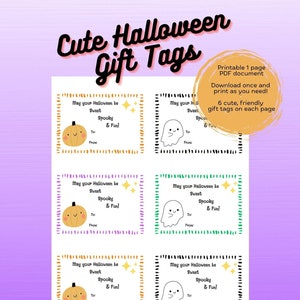 Printable Halloween Gift Tags, Cute Halloween Gift Tags, Kids Halloween Gift Tags, Halloween Goodie Bag Tags, Printable Halloween Goodie Bag