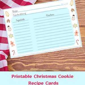 Printable Christmas Cookie Recipe Cards