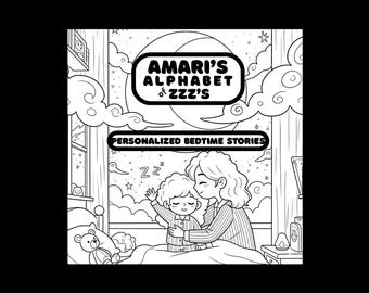 Personalized Coloring Book, Alphabet Stories for African American Girl, Custom Storybook (Printable Digital Download)