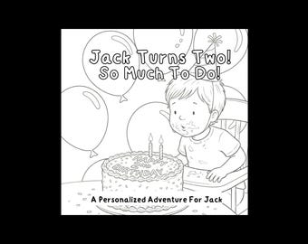 Personalized 2nd Birthday Coloring Book, Alphabet Rhymes for Boy, Custom Storybook (Printable Digital Download)