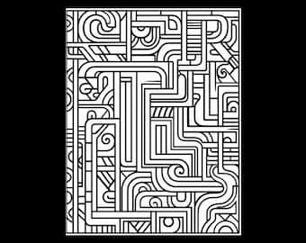 Kleurplaten 100 geometrische patronen, afdrukbare kunst (digitale download)