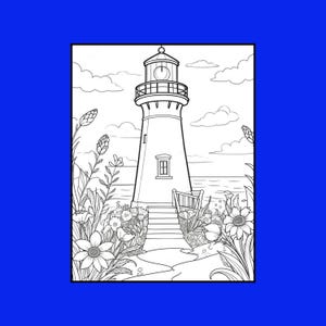 100 Lighthouse Coloring Pages Book, Stress Relief (Digital Download)