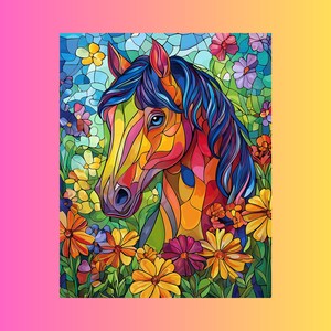 200 Floral Horses Coloring Pages, Printable (Digital Download) image 2