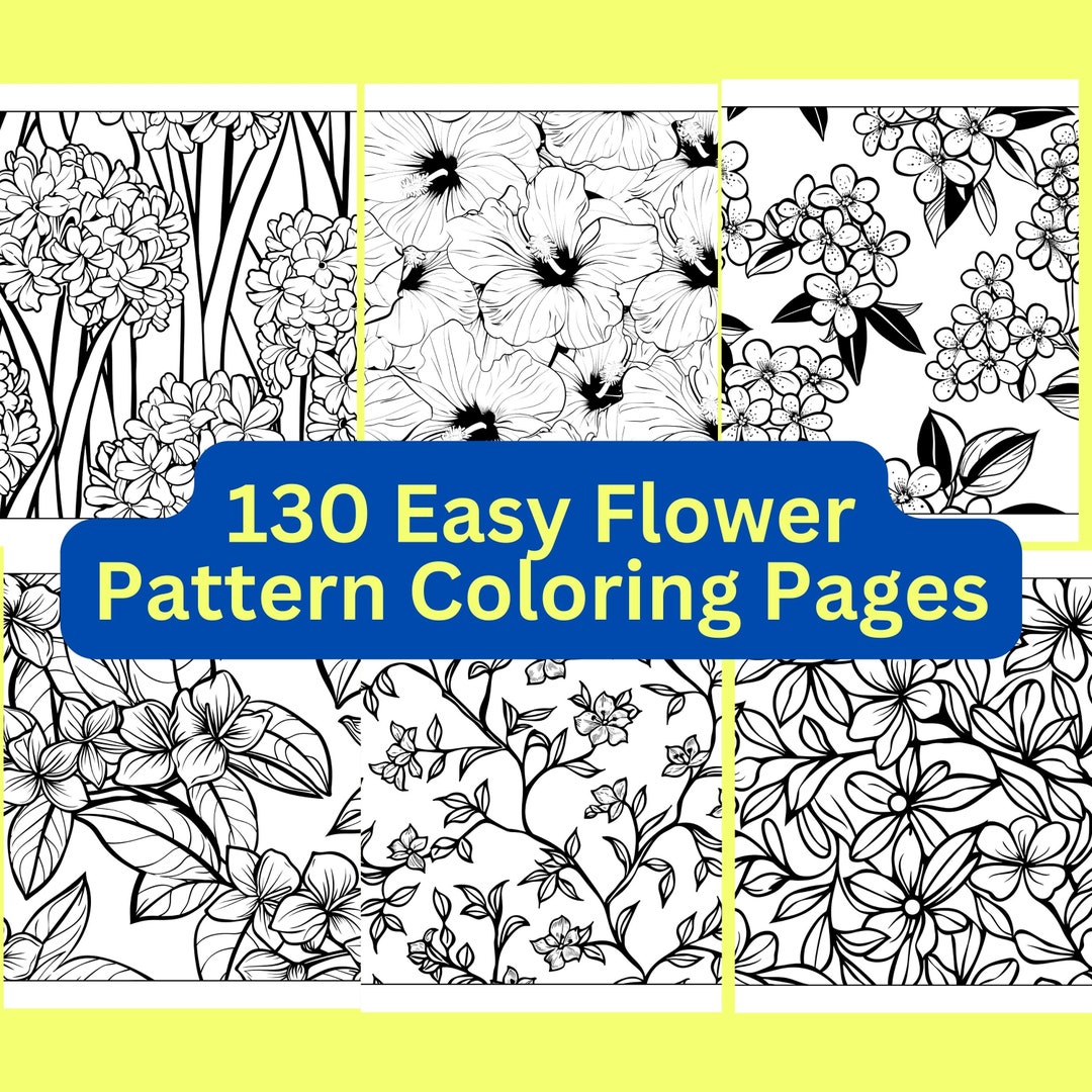 130 Easy Flower Pattern Coloring Pages, Printable, Instant Digital ...