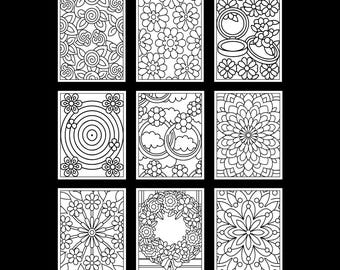 100 Comfy Patterns Coloring Pages in Easy Bold Style in PDF Format (Digital Download)